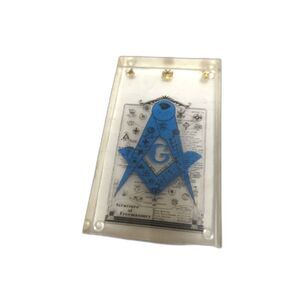 Structure Of Freemasonry Mason’s Logo Lucite Acrylic Paperweight Vintage Flaws